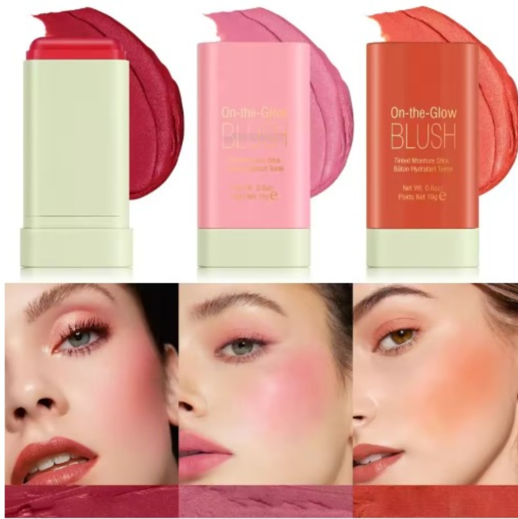On-the-Go Blush Stick - Barra Hidratante 3 en 1 para Ojos, Labios y Mejillas.