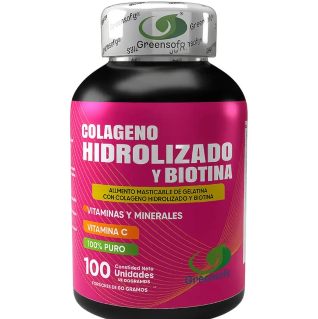 Colágeno Hidrolizado + Biotina y Vitamina C (100 Unidades) - Greensofy X2