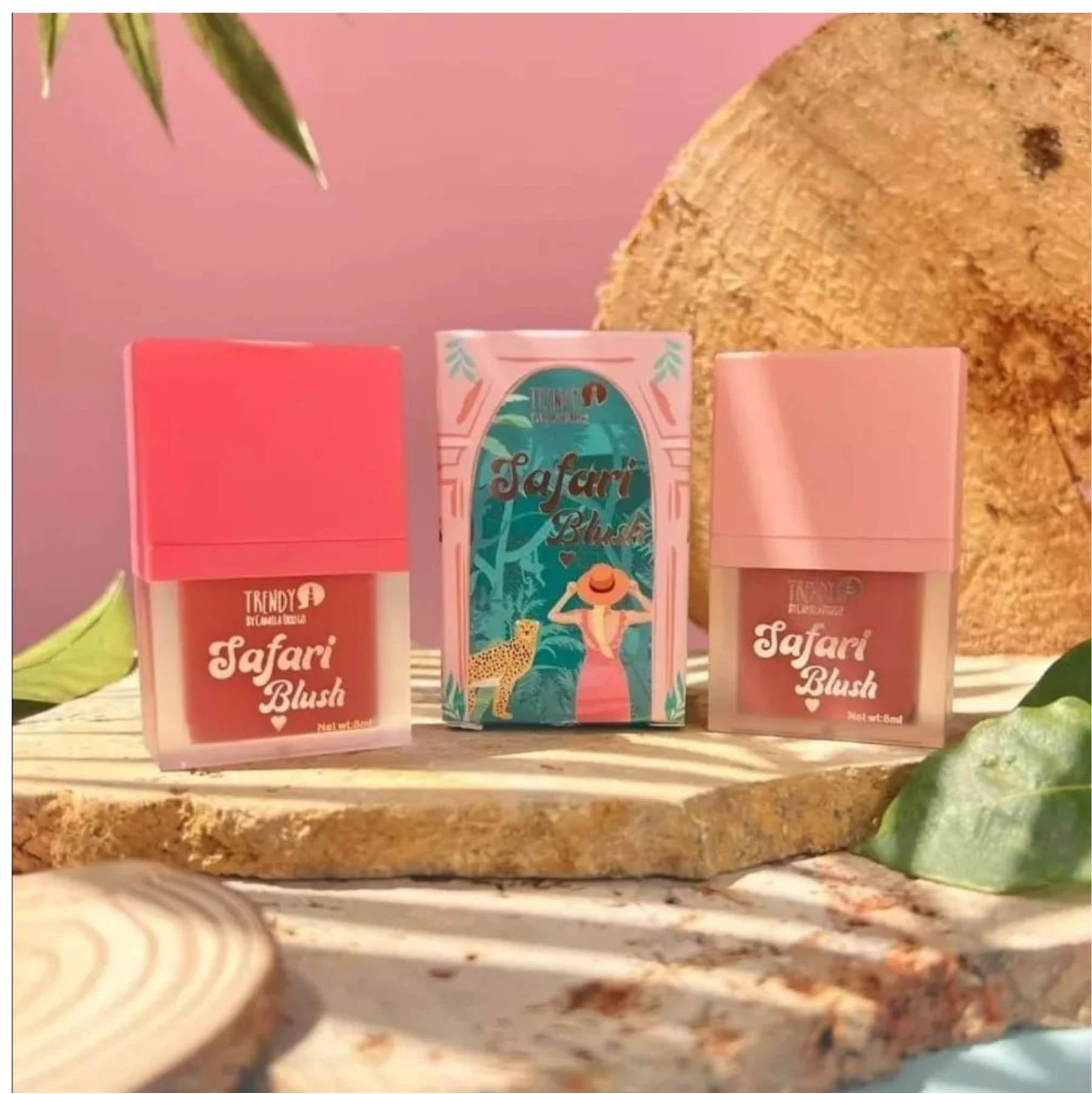 Dúo Rubor Líquido Safari Blush Trendy - Textura Cremosa y Difuminado Fácil.