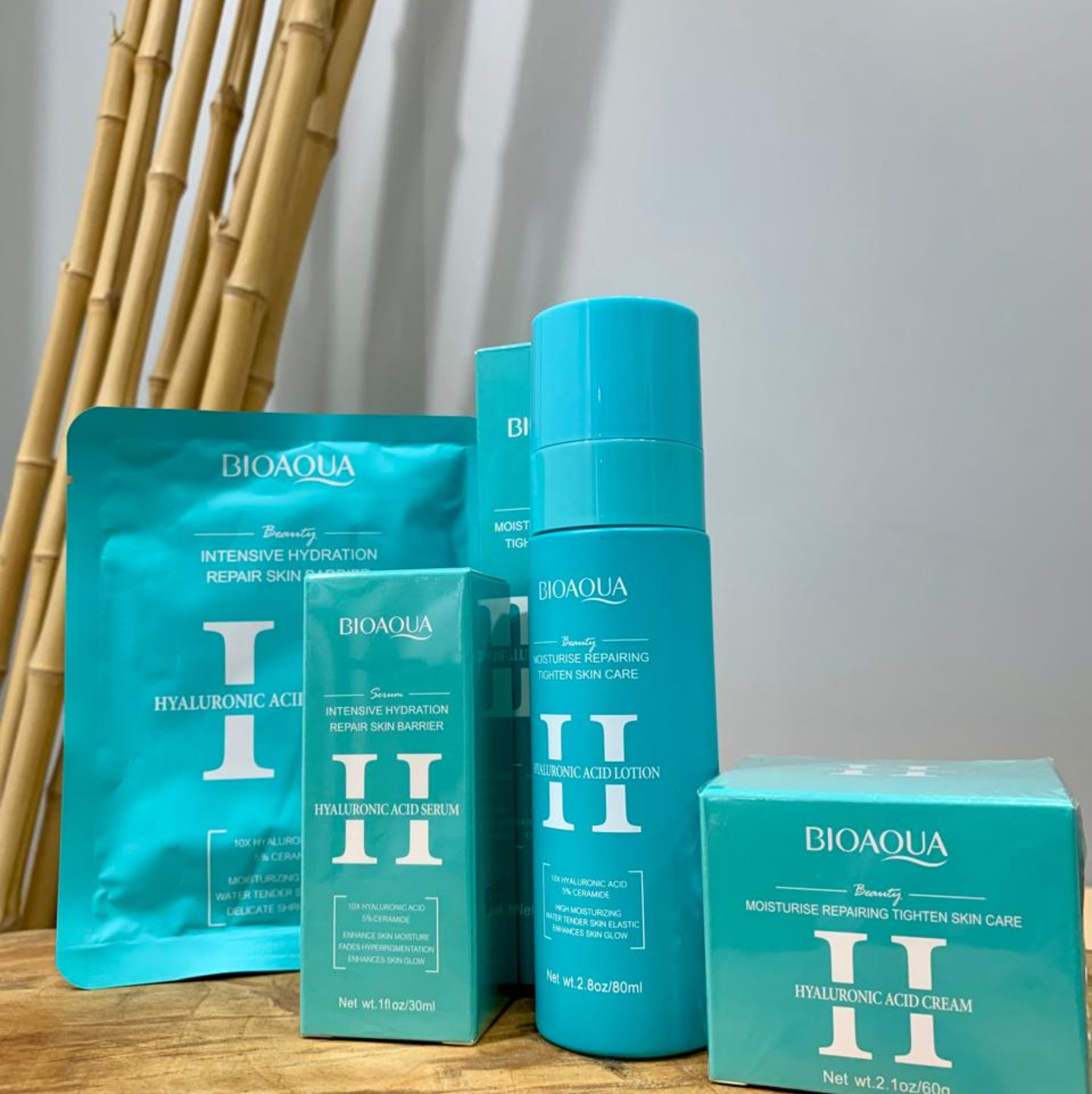 Sistema Integral de Hidratación Profunda Bioaqua: Ácido Hialurónico (Set 6 Piezas).